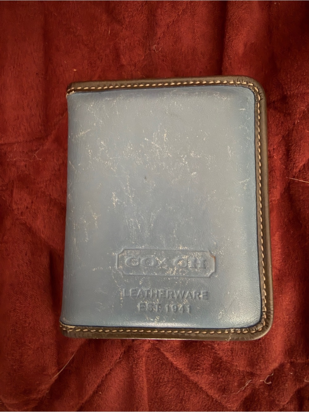 Vintage COACH Blue Leather Zip-Around Card & Key Holder